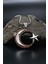 Gümüş Ay Yıldızlı Zirkon Taş Süslemeli Erkek Kolye Gümüş Zincir 925 Ayar 2