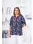 Hscstore Kadın Desenli Lacivert Büyük Beden Bluz- O6444 2