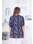 Hscstore Kadın Desenli Lacivert Büyük Beden Bluz- O6444 5