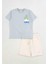 Mint Tshirtü Baskılı Keten Şortlu Takım 1