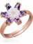 Gümüş Rose Mor Lotus Çiçeği Yüzük 1