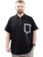 Büyük Beden Erkek T-Shirt Fermuarlı Polo Yaka Cepli U24325 Siyah 1
