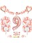 Rose Gold 9 Yaş Rakam Kalp Folyo Balon Konfetili Balon Seti Banner 1