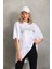 Smg Butik Unisex Taş Desenli Oversize T-Shirt - Beyaz 1