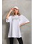 Smg Butik Unisex Taş Desenli Oversize T-Shirt - Beyaz 4