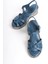 Deri Kot Mavi Anatomik Taban Comfort Kadın Sandalet TMD202455 3
