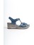 Deri Kot Mavi Anatomik Taban Comfort Kadın Sandalet TMD202455 4