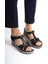 Deri Siyah Anatomik Taban Comfort Kadın Sandalet TMD202463 5