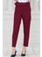 Beli Kemerli Pileli Kalem Pantolon-Bordo 1