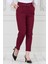 Beli Kemerli Pileli Kalem Pantolon-Bordo 2