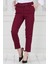Beli Kemerli Pileli Kalem Pantolon-Bordo 3