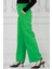 Kemeri Düğme Detaylı Bol Paça Pantolon-Yeşil 5