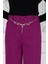 Zincir Detaylı Bol Paça Pantolon-Mor 5