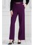 Beli Zincir Detaylı Bol Paça Pantolon-Mürdüm 1