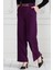 Beli Zincir Detaylı Bol Paça Pantolon-Mürdüm 2