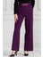 Beli Zincir Detaylı Bol Paça Pantolon-Mürdüm 3
