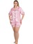 Büyük Beden Çizgili Desen Şortlu Saten Kumaş Lady Pijama Takımı 1