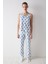 Blue Floral Ekru Pantolon Pijama Takımı 1