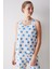 Blue Floral Ekru Pantolon Pijama Takımı 2