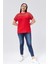 Kadın Büyük Beden File Detaylı Kırmızı Bluz 3