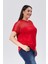 Kadın Büyük Beden File Detaylı Kırmızı Bluz 4