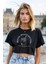 Juice Oversize Kadın Crop T-Shirt Siyah 1