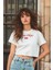 Mon Cheri Oversize Kadın Crop T-Shirt Beyaz 1