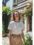 Oversize Kadın Crop T-Shirt Ekru 1
