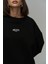 Fear Less Siyah  Oversize Sweatshirt 3