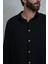 Wesley Erkek Oversize Krinkıl Siyah Gömlek 3