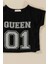 3'lü Queen Baskılı Tshirt Atlet Tayt Siyah Takım 3