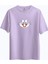 Oversize Bisiklet Yaka Bugs Bunny Baskılı Kısa Kollu Mor T-Shirt 1
