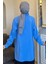 Mavi Renk Garnili Yan Yırtmaçlı Pileli Tesettür Gömlek Tunik P-00010897 3