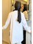 Beyaz Renk Garnili Yan Yırtmaçlı Pileli Tesettür Gömlek Tunik P-00010897 3