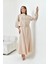 Kadın Simli Crep Etekli Takım Beige 30839 3
