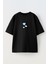 Unisex Siyah Oversize Pamuk Mavi Kalpler Baskılı Örme T-Shirt 1