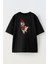Unisex Siyah Oversize Pamuk Anime Kız Joker Baskılı Örme T-Shirt 1