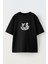 Unisex Siyah Oversize Pamuk Dolar Tek Göz Gülücük Baskılı Örme T-Shirt 1
