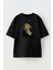 Unisex Siyah Oversize Pamuk Yeşil Saçlı Kız Baskılı Örme T-Shirt 1