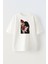 Unisex Beyaz Oversize Pamuk Anime Kız Joker Baskılı Örme T-Shirt 1