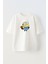 Unisex Beyaz Oversize Pamuk Oyuncaklı Minyon Baskılı Örme T-Shirt 1