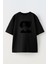 Unisex Siyah Oversize Pamuk Siyah Saçlı Anime Erkek Baskılı Örme T-Shirt 1