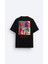 Bisiklet Yaka Afraid Of Real World Baskılı Siyah Oversize Erkek T-Shirt 2