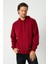 Erkek Bordo Basic Kapüşonlu Regular Fit Normal Kesim 2 Iplik Kumaş Günlük Sweatshirt 1