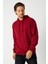 Erkek Bordo Basic Kapüşonlu Regular Fit Normal Kesim 2 Iplik Kumaş Günlük Sweatshirt 3