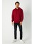 Erkek Bordo Basic Kapüşonlu Regular Fit Normal Kesim 2 Iplik Kumaş Günlük Sweatshirt 4