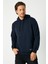 Erkek Lacivert Basic Kapüşonlu Regular Fit Normal Kesim 2 Iplik Kumaş Günlük Sweatshirt 1