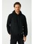 Erkek Siyah Basic Kapüşonlu Regular Fit Normal Kesim 2 Iplik Kumaş Günlük Sweatshirt 2
