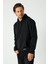 Erkek Siyah Basic Kapüşonlu Regular Fit Normal Kesim 2 Iplik Kumaş Günlük Sweatshirt 3