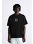 Bisiklet Yaka Afraid Of Real World Baskılı Siyah Oversize Erkek T-Shirt 1
